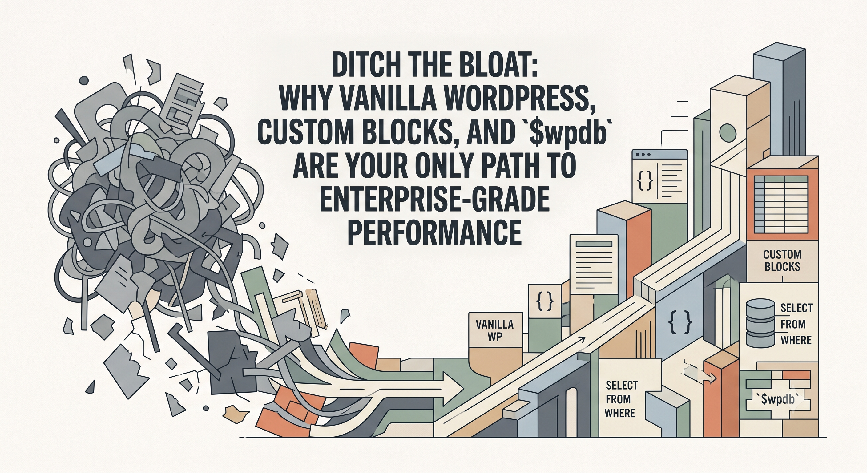 Ditch the Bloat: Why Vanilla WordPress, Custom Blocks, and `$wpdb` are Your Only Path to Enterprise-Grade Performance