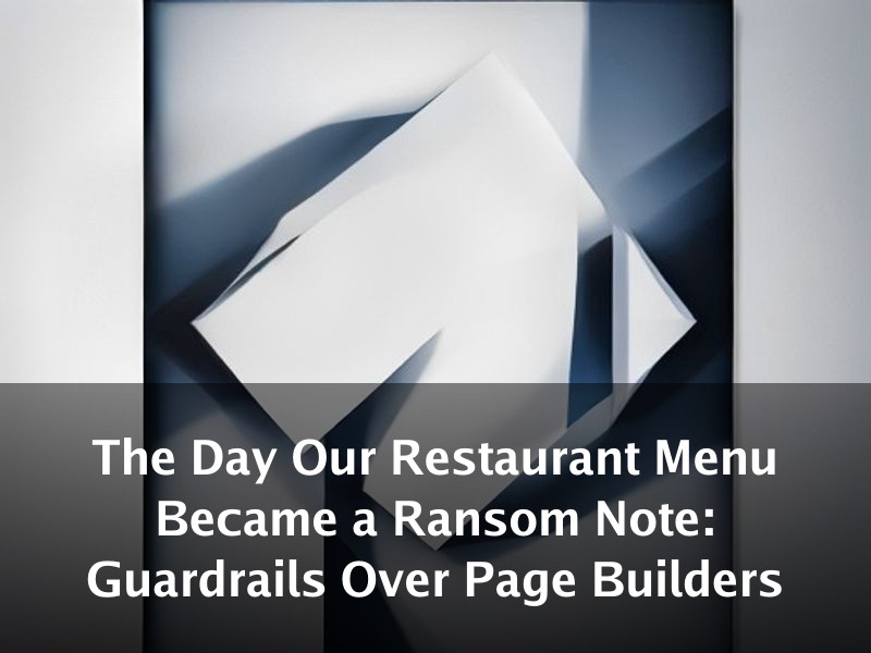 The Day Our Restaurant Menu Became a Ransom Note: Guardrails Over Page Builders