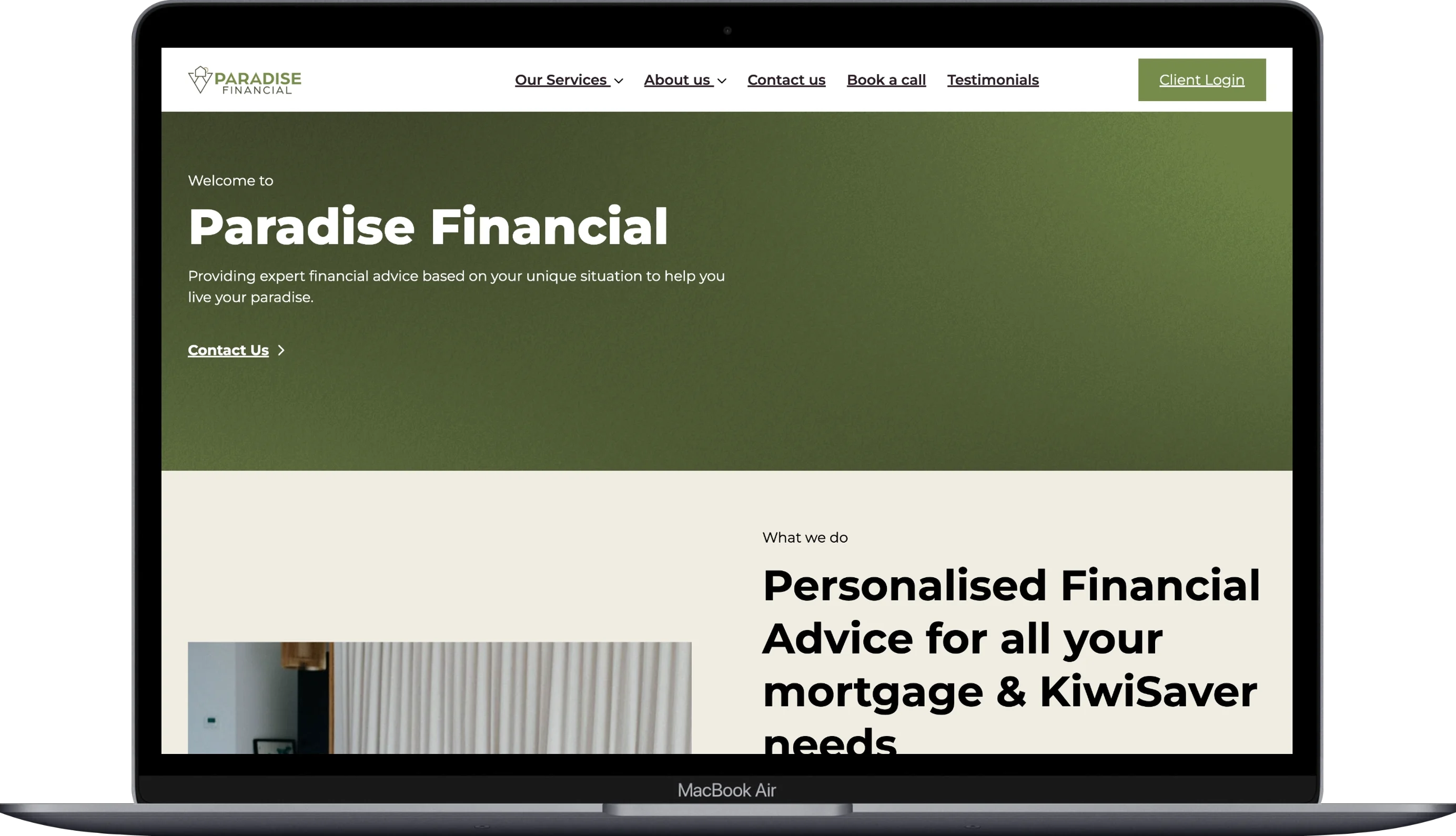 Paradise Financial Macbook Mockup