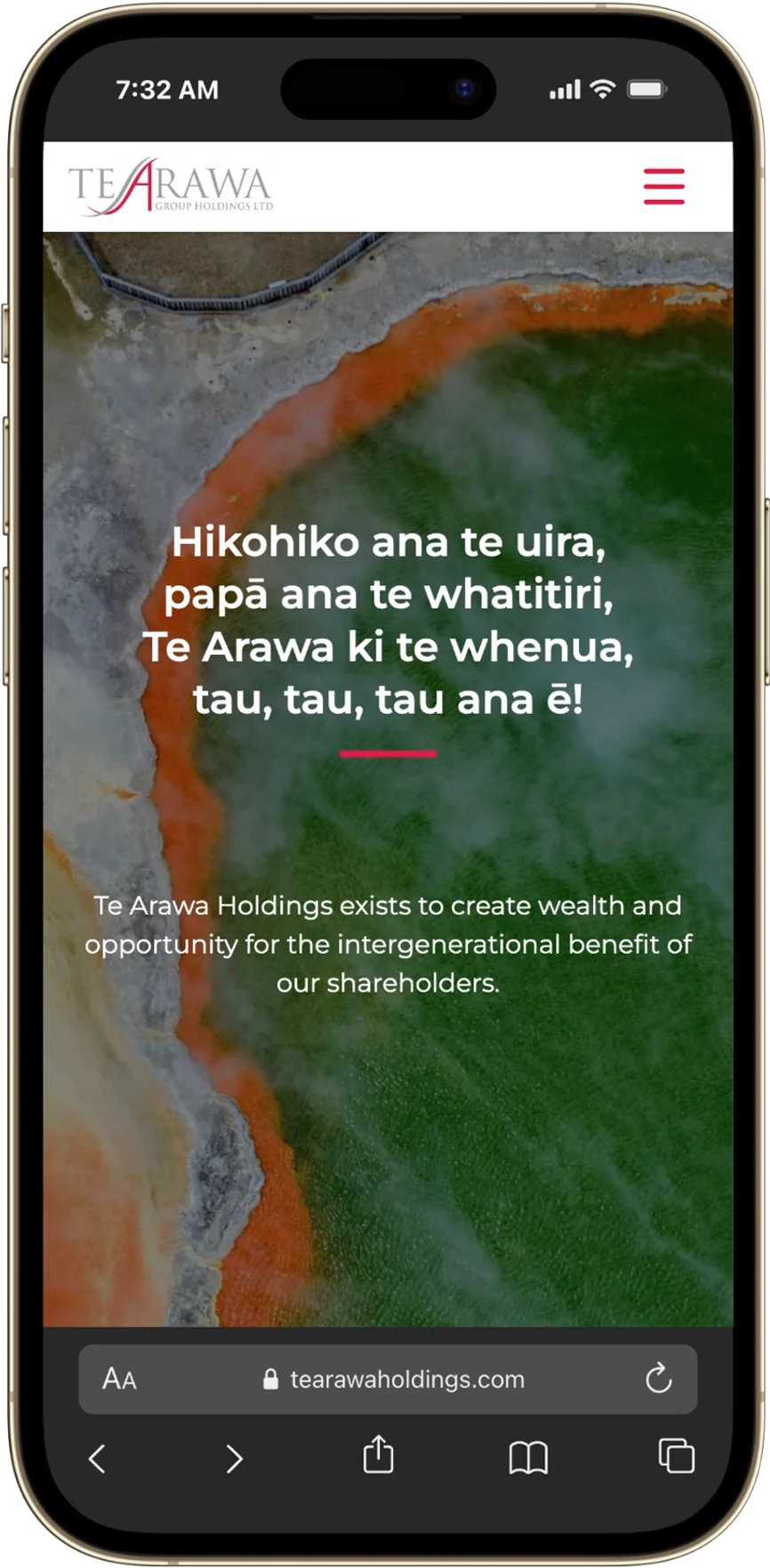 Te Arawa Holdings iPhone Mockup